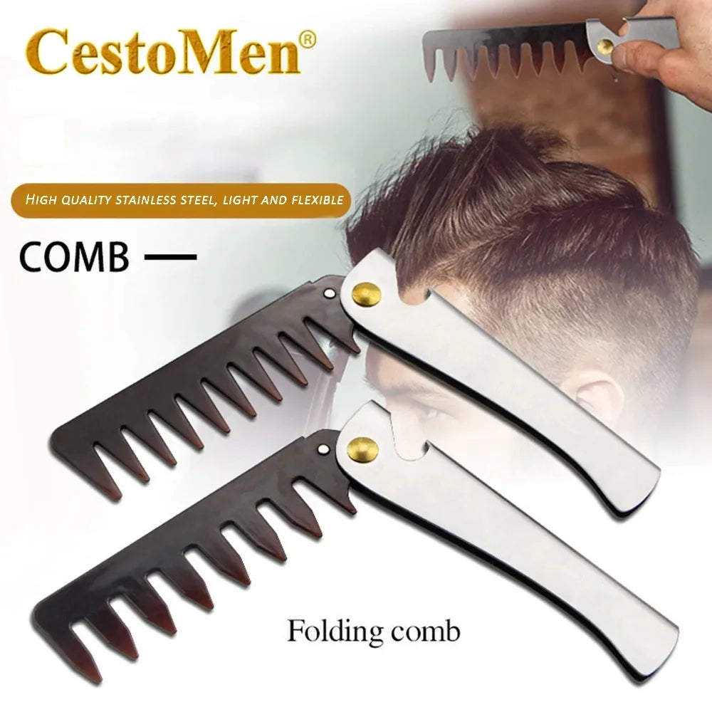 Folding Pocket Steel Comb | Portable Hair & Beard Comb for Men Folding Pocket Comb QXL