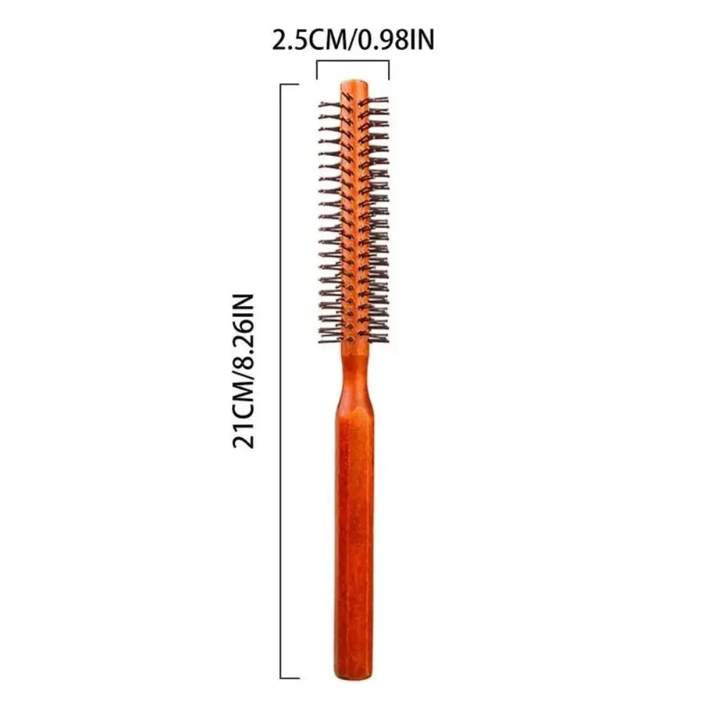 Round Wooden Beard Comb & Hair Brush Roller | Anti-Static Round Hair Brush QXL