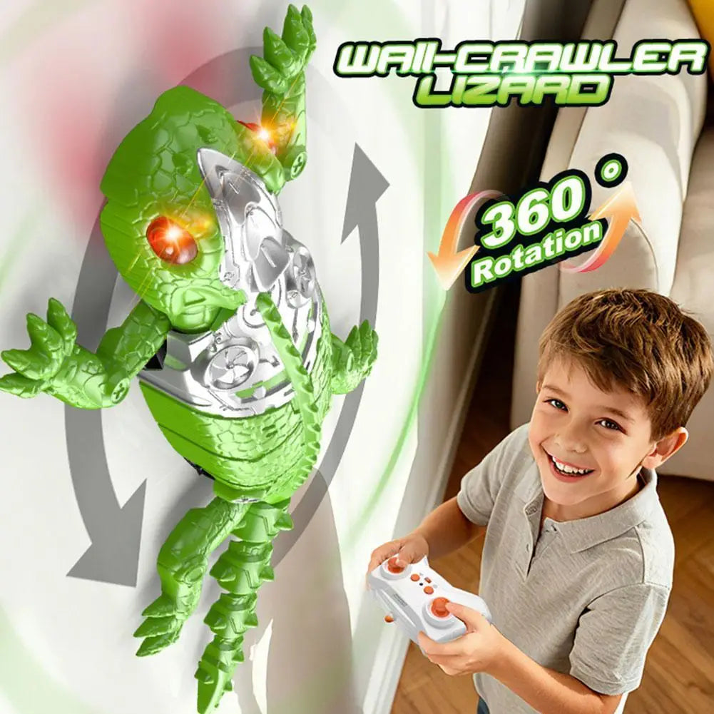 Wall Climbing RC Gecko Toy | LED Eyes & 360° Rotation RC Wall Climbing Toy QXL