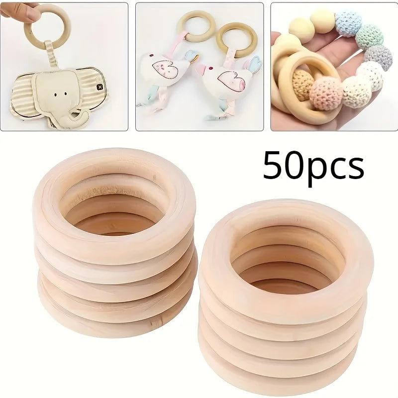 Unfinished Wooden Rings Set for DIY Jewelry & Crafts Wood Craft Rings QXL 50pcs