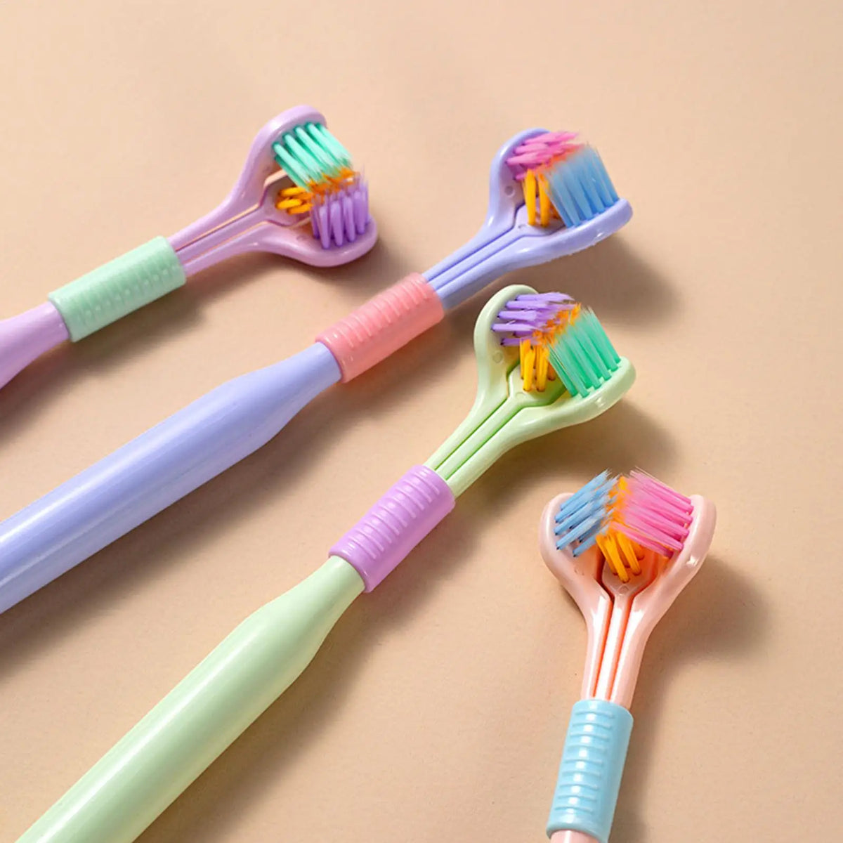 3-Sided Soft Bristle Toothbrush with Tongue Scraper Manual Toothbrush QXL