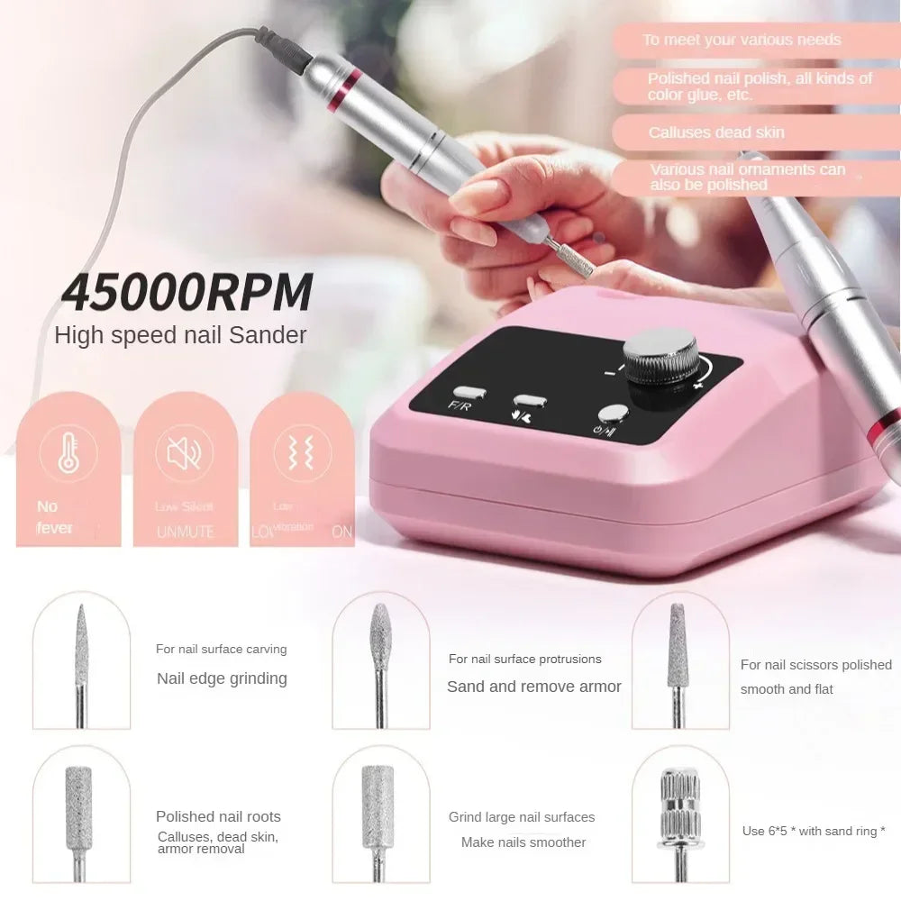 45000 RPM Rechargeable Electric Nail Drill | Pro Manicure Tool Electric Nail Drill QXL