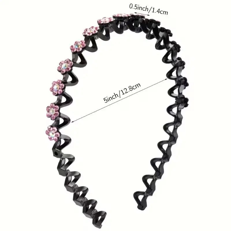Rhinestone Flower Headband – Non-Slip Women's Hair Hoop Rhinestone Hair Headband QXL