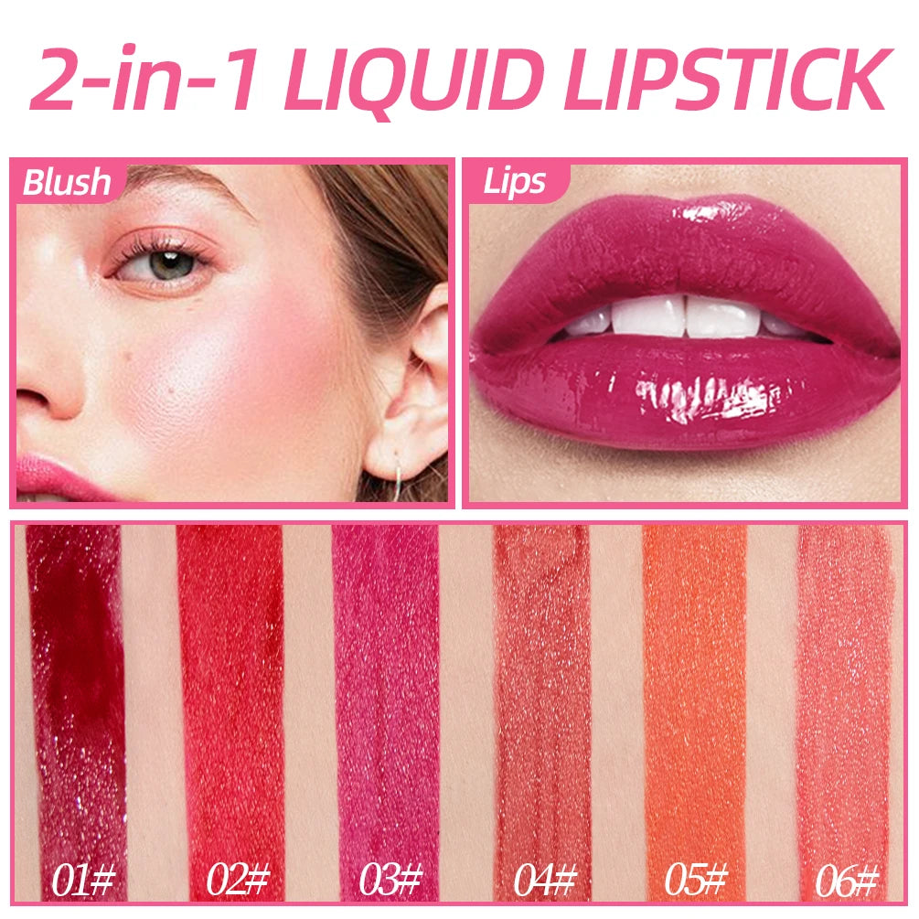 QiBest 2-in-1 Lip Glaze & Blush Tint | Moisturizing Lip Oil Lip Glaze Tint QXL