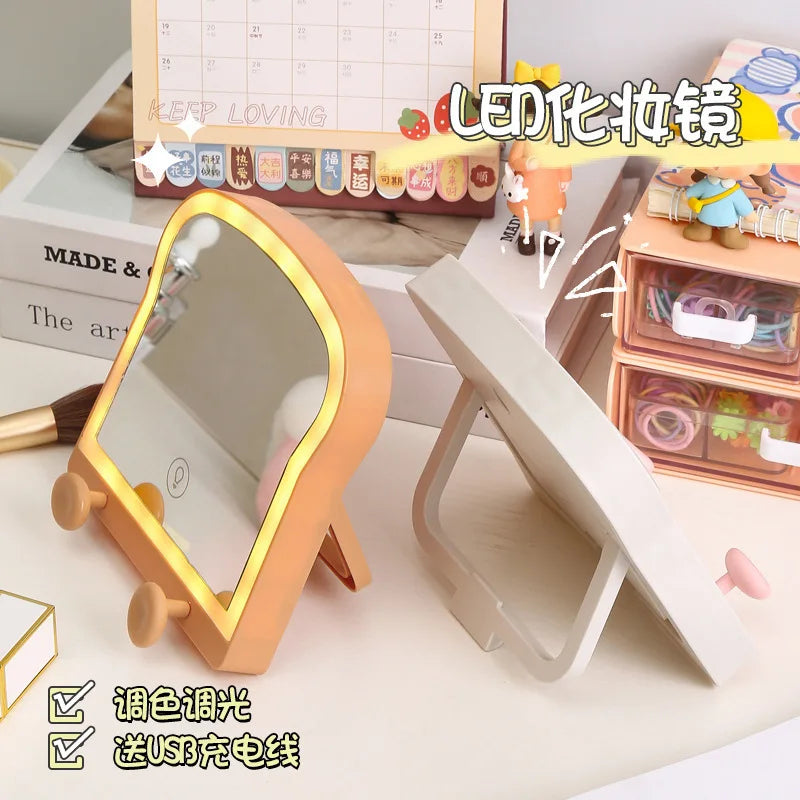 Toaster-Shaped LED Makeup Mirror | Foldable Rechargeable LED Makeup Mirror QXL