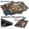 6-in-1 Portable Puzzle Table with Stand, Lid & 6 Drawers 1500pc Portable Puzzle Table QXL 1500pcs DARK GRAY