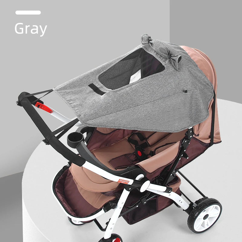 Universal Baby Stroller Sunshade Canopy UPF 50+ UV Cover Stroller Sunshade Canopy QXL Gray with viewing