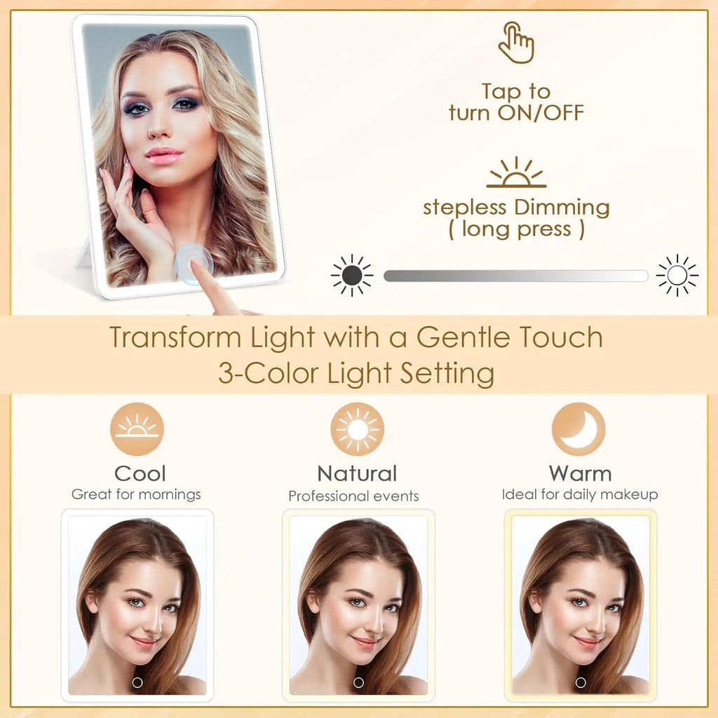 Rotating LED Makeup Mirror 10X Magnification | Lighted Vanity LED Makeup Mirror QXL