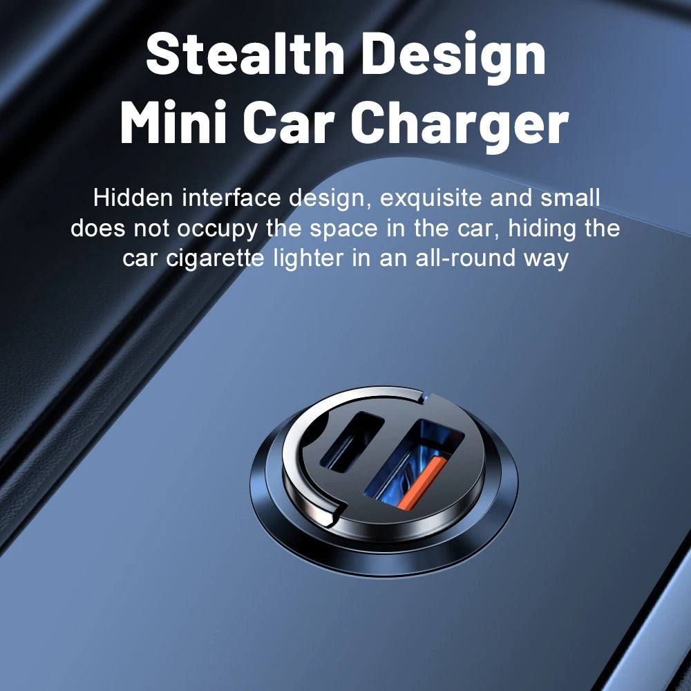 100W PD Fast Car Charger | USB-C & USB-A with Pull Ring Car Charger QXL