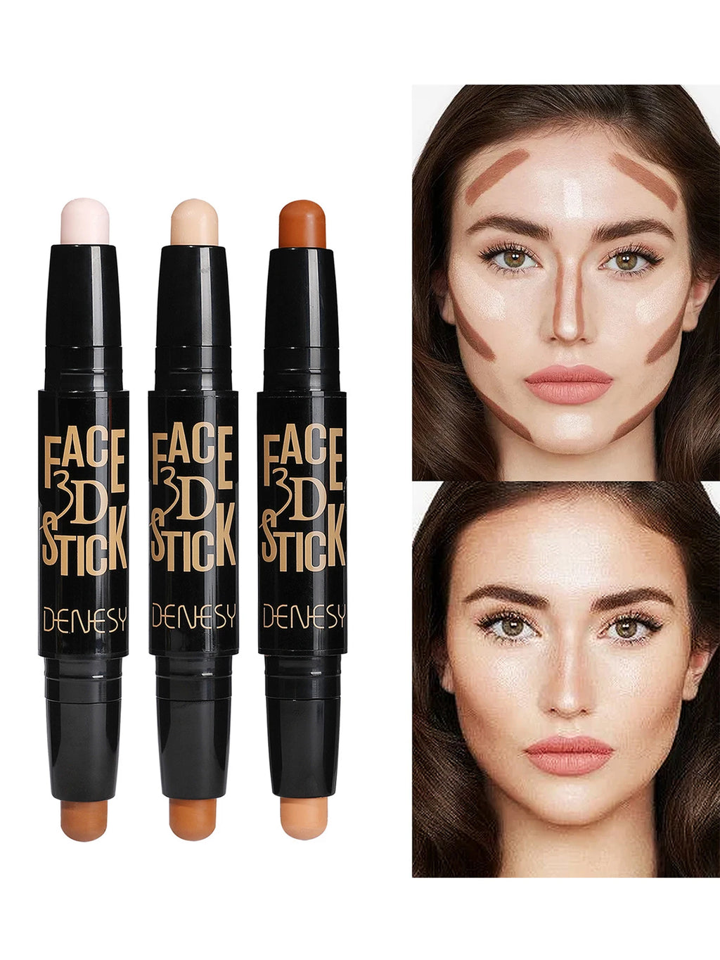 MAXFINE Dual-Ended Matte Contour Stick & Highlighter Pen Contour Highlight Stick QXL