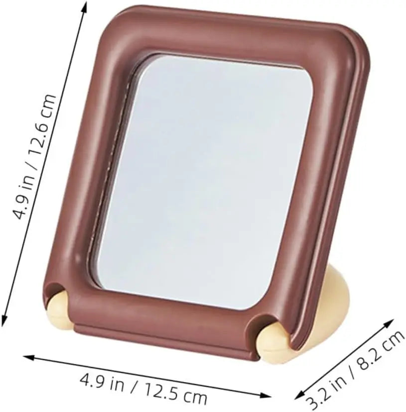 Chocolate Foldable Makeup Mirror | Portable Tabletop Magnifying Tabletop Makeup Mirror QXL