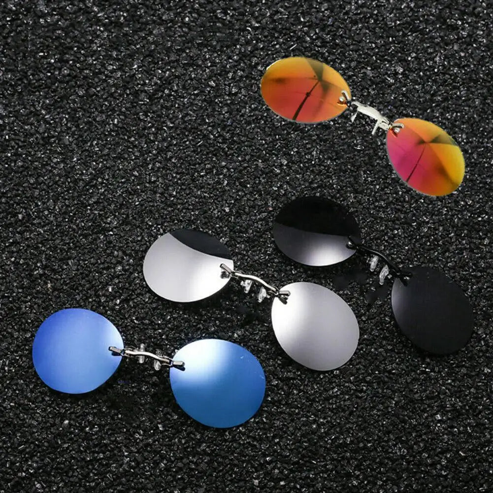 UV400 Frameless Pince-Nez Sunglasses | Round Rimless Vintage Vintage Sunglasses QXL