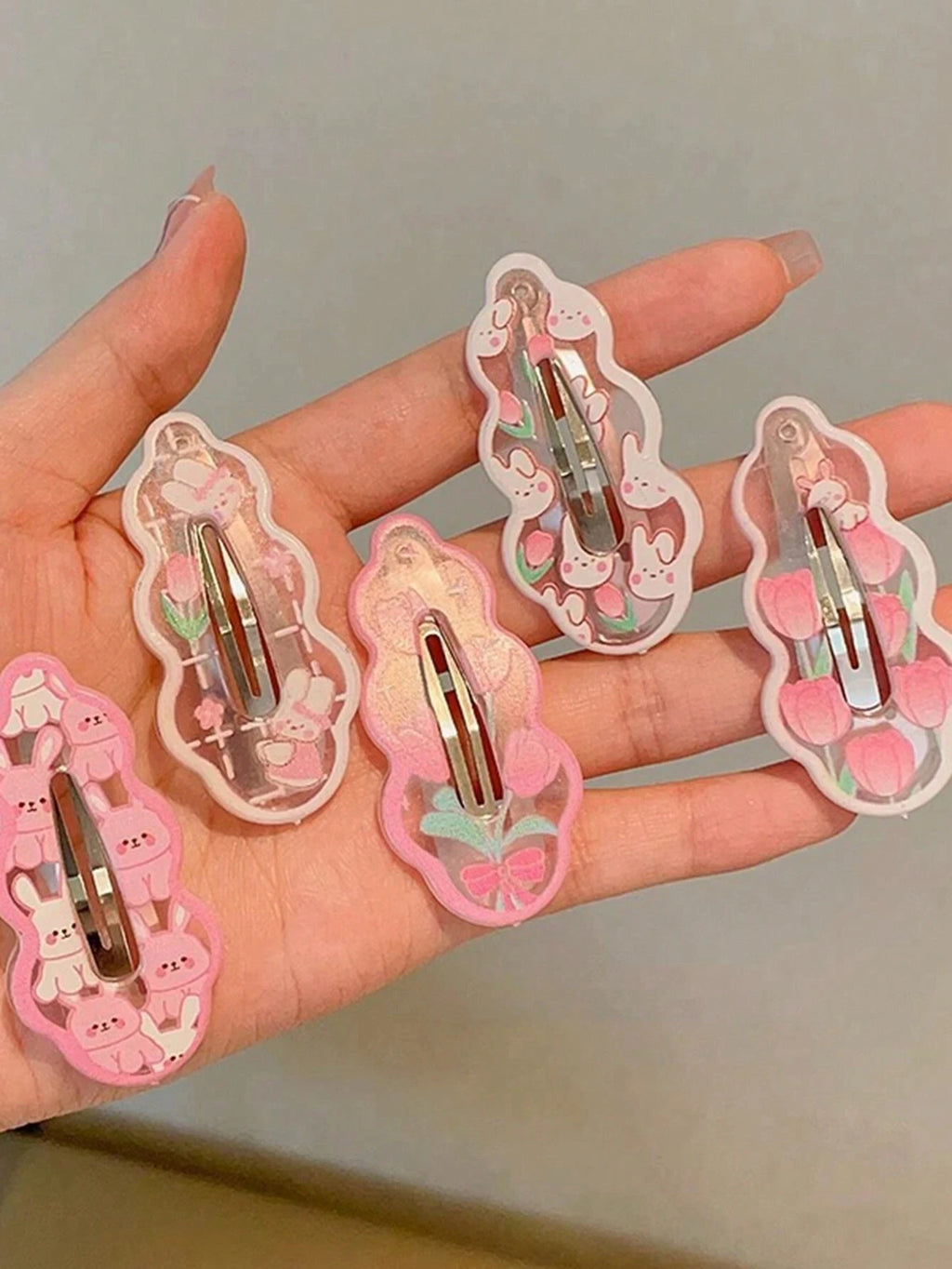 10-Pack Pink Rabbit Hair Clips for Kids | Bangs & Side Clips Kids Hair Clips QXL