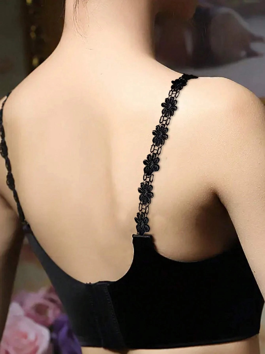Lace Flower Bra Straps | Adjustable Anti-Slip Shoulder Straps Decorative Bra Straps QXL