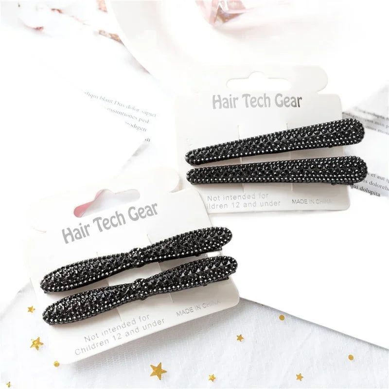 2-Pack Black Rhinestone Hair Clips | Geometric Styling Rhinestone Hair Clips QXL