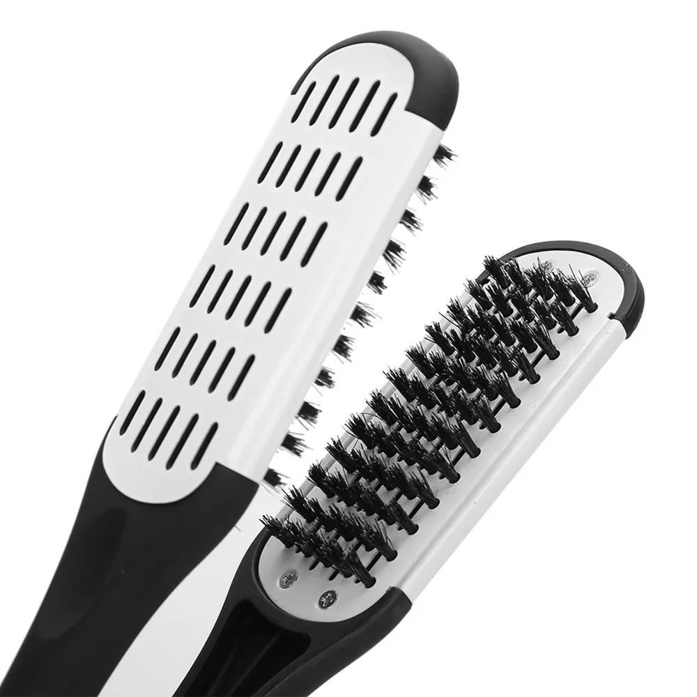 Anti-Static V-Shaped Double-Sided Hair Straightening Clamp Comb Hair Straightening Comb QXL