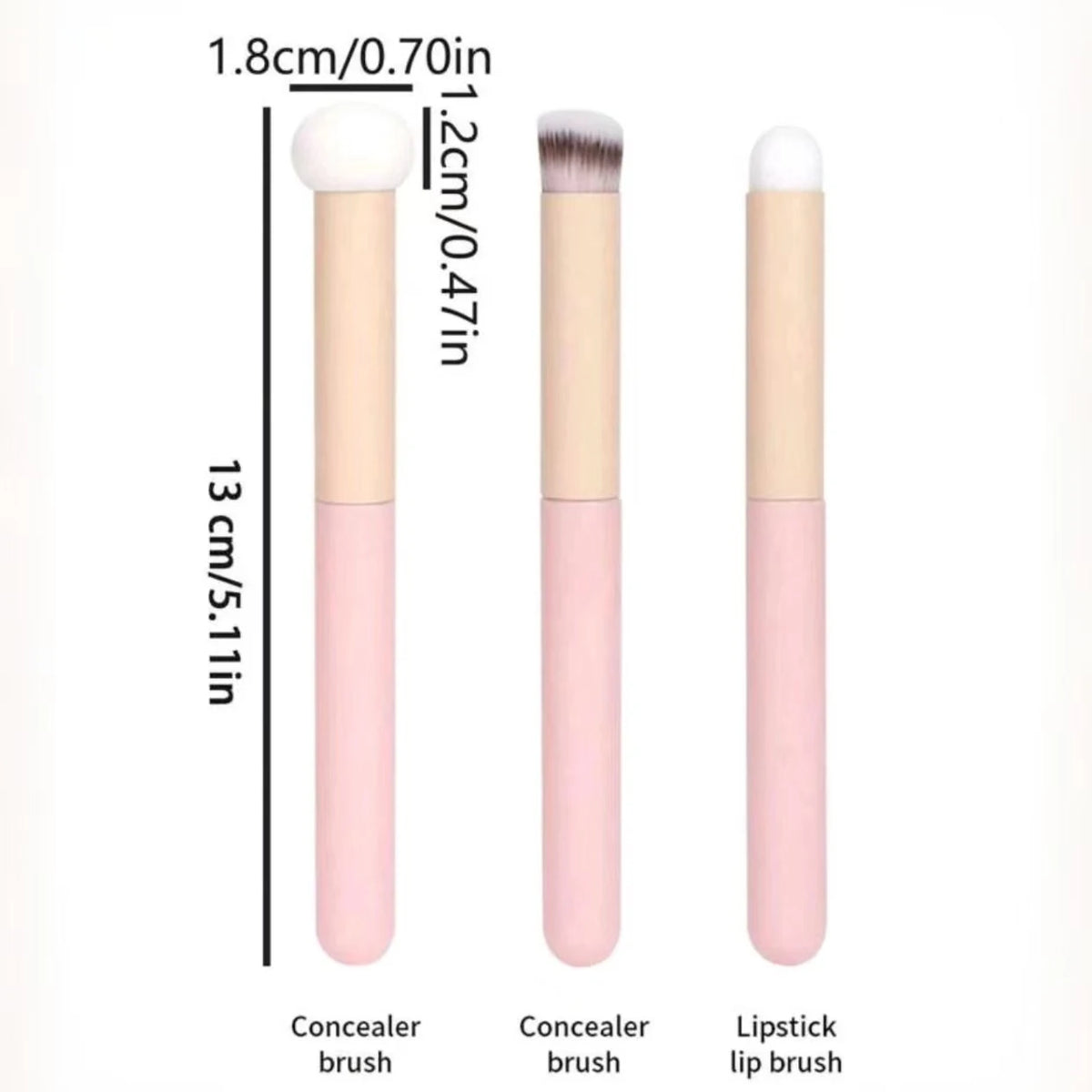 3-Piece Makeup Brush Set – Concealer, Foundation & Lip Brush Makeup Brush Set QXL