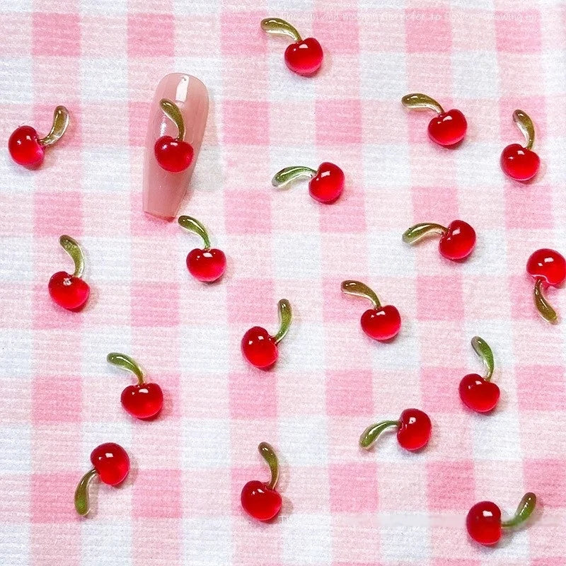 50-Pack 3D Cherry Resin Nail Charms | DIY Nail Art Decor Nail Art Charms QXL