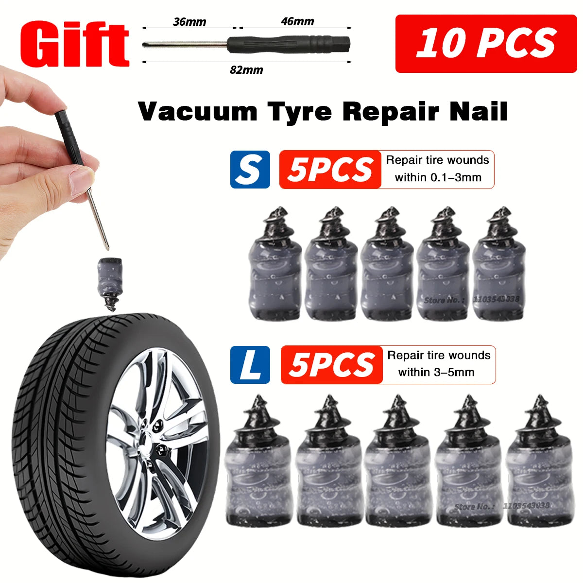 Tubeless Tyre Repair Kit – Rubber Nails for Car, Bike & Moto Tyre Repair Kit QXL