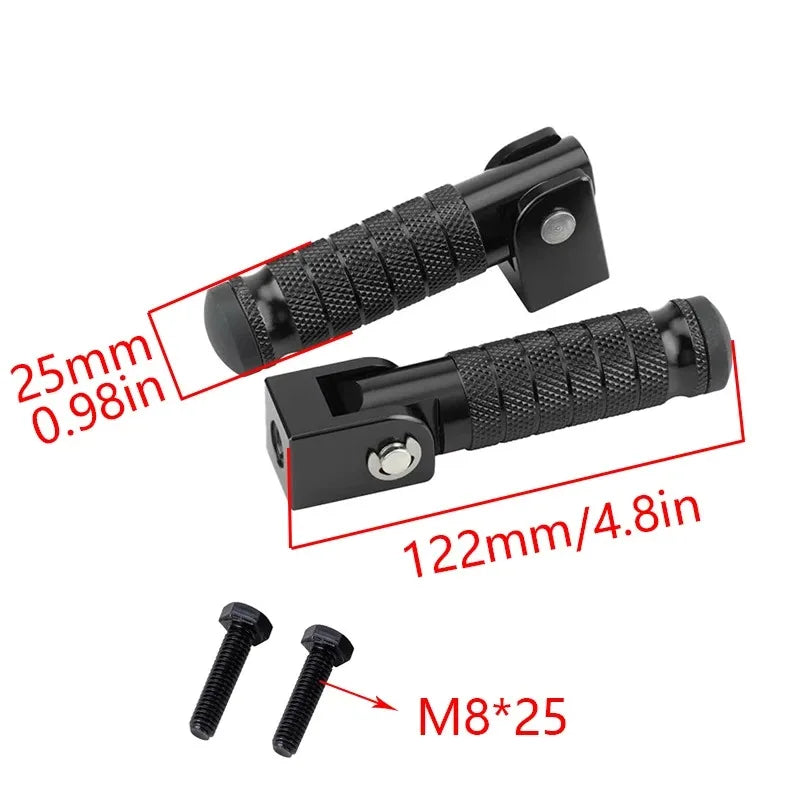 M8 Foldable Motorcycle Rear Footrest Pegs | Aluminium Alloy Pair Motorcycle Footrest Pegs QXL
