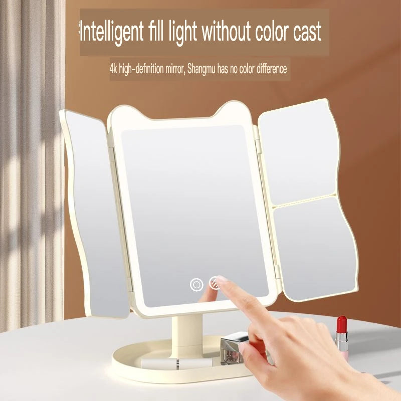 LED Lighted Makeup Mirror | 3-Color Magnifying Beauty Mirror Lighted Makeup Mirror QXL