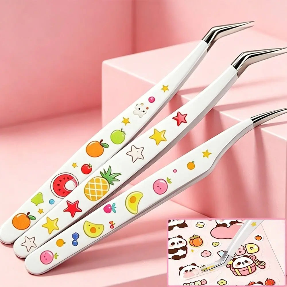 Precision Sticker Tweezers | Curved Tip Stainless Steel Craft Craft Tweezers QXL