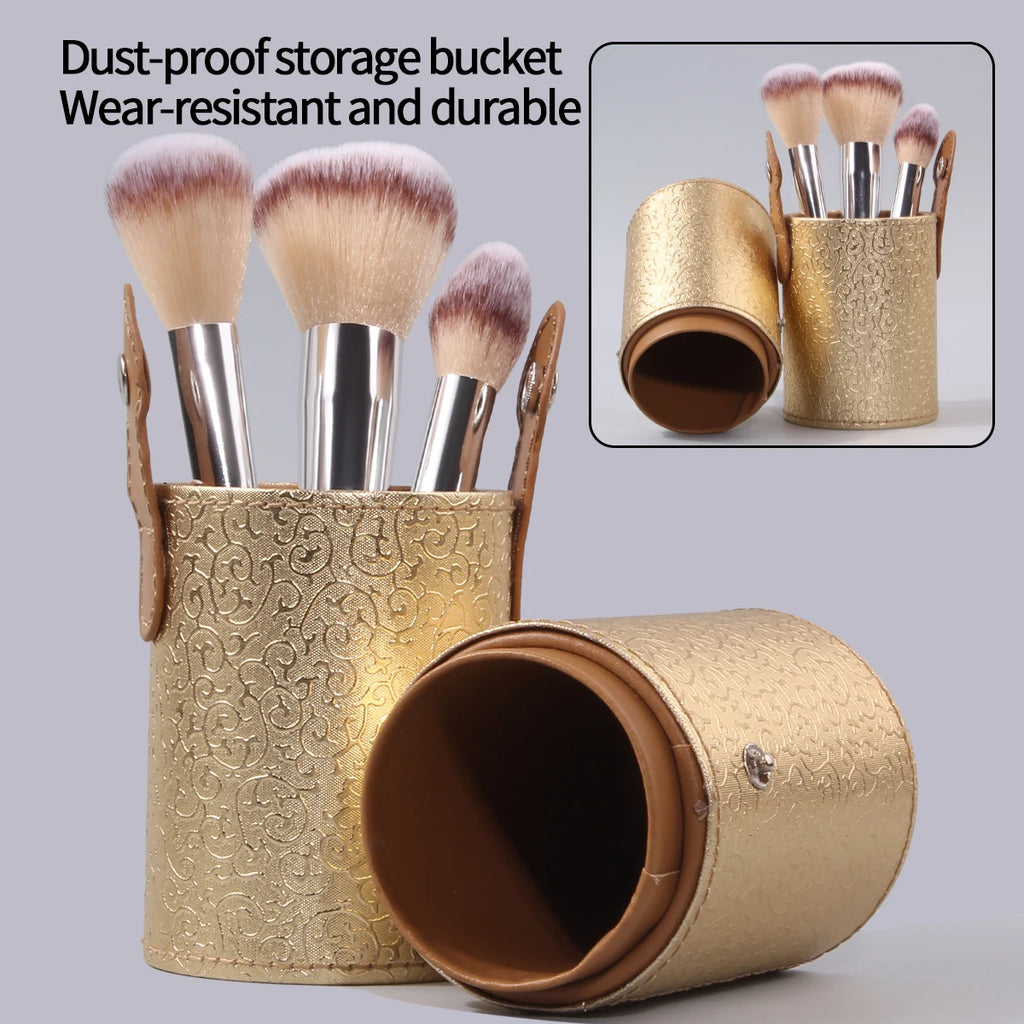 Large-Capacity Gold Makeup Brush Holder & Organizer Bucket Makeup Brush Holder QXL