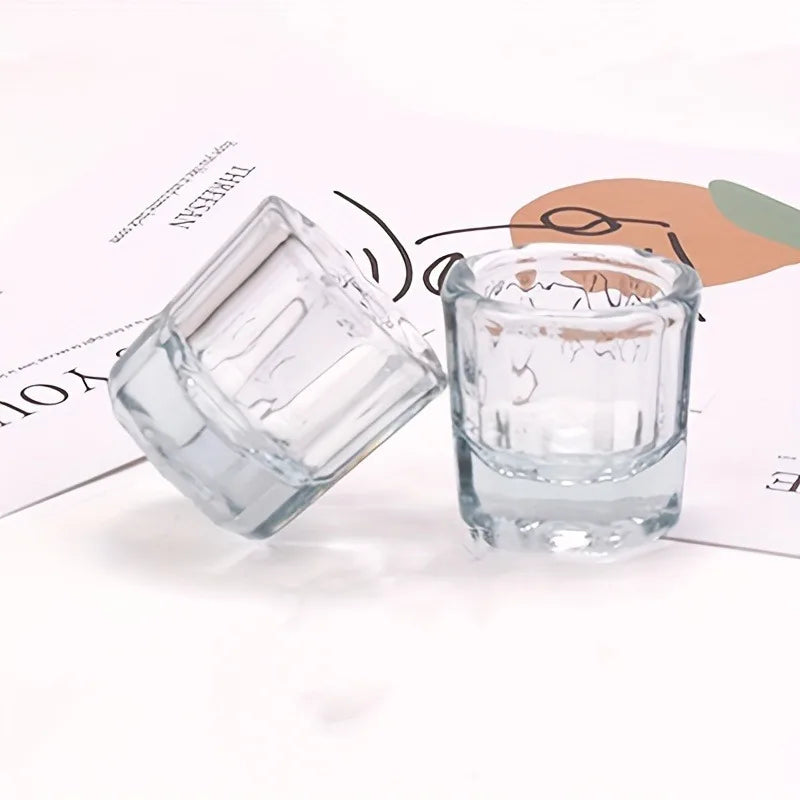 Nail Art Octagonal Crystal Cup | Liquid Blending Cup Nail Liquid Cup QXL