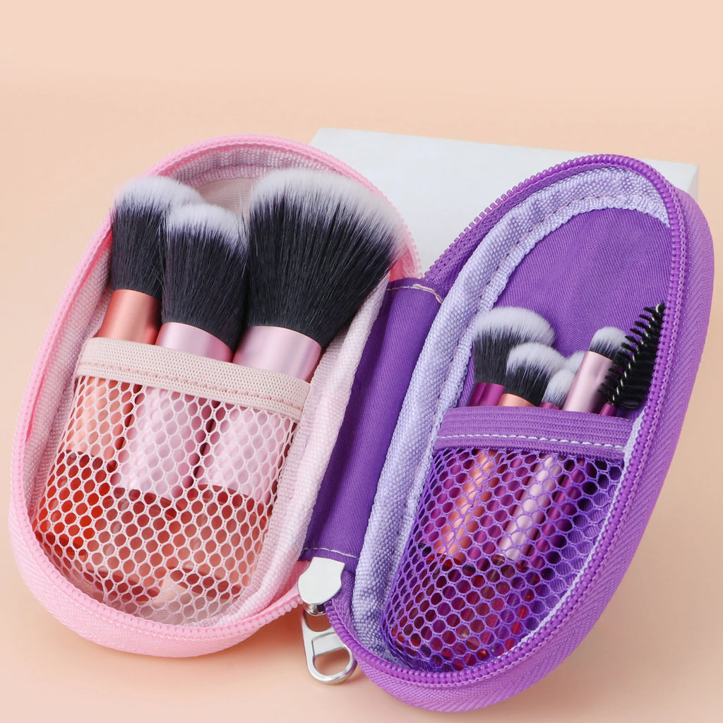 10-Pc Mini Travel Makeup Brush Set | Portable Palm Brushes Travel Makeup Brush Set QXL