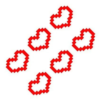 6-Pack Pixel Heart Car Stickers | Waterproof Light Decals Car Decoration Stickers QXL red
