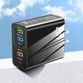 GaN 65W 5-Port USB Wall Charger | PD & QC 3.0 Fast Charge USB Wall Charger QXL US Black Plug