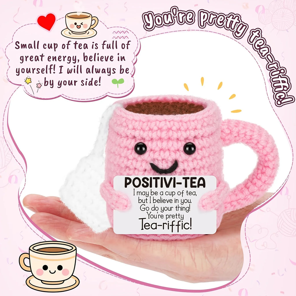DIY Crochet Mini Teacup Kit – Pink Handmade Gift Set Crochet Craft Kit QXL