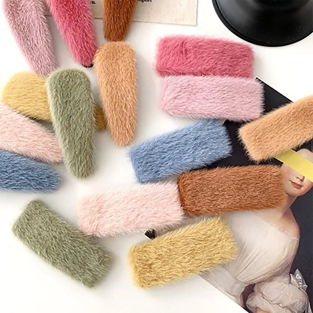 Fluffy Plush Bang Clip | INS Style Hairpin for Girls Plush Hair Clip QXL