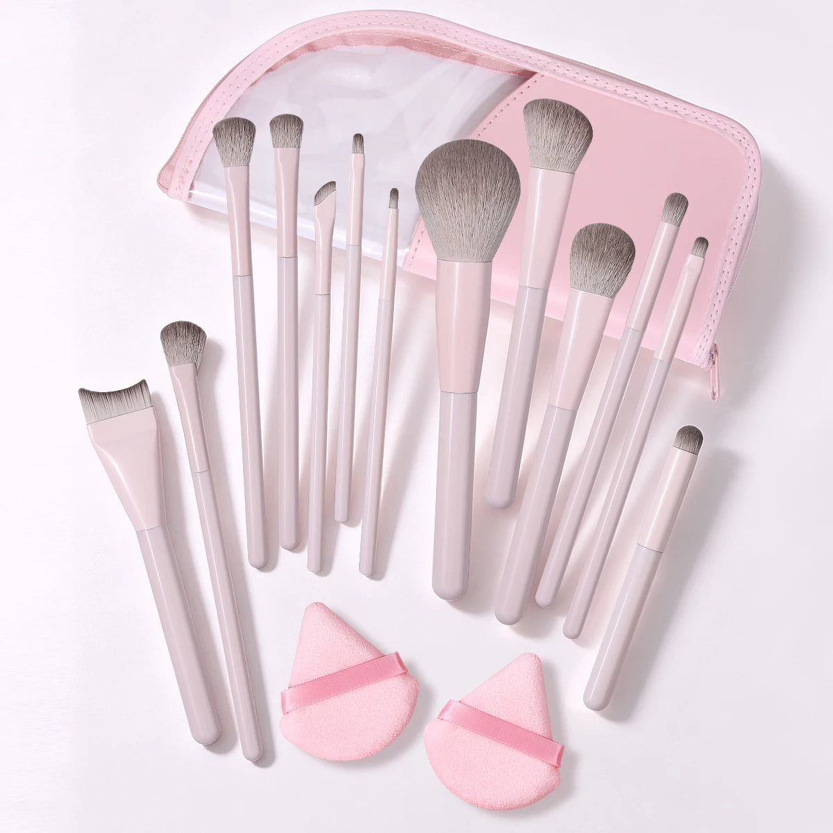 16-Piece Makeup Brush Set with Puff & PU Leather Pouch Makeup Brush Set QXL