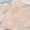 5D Floral Nail Stickers – Pink Blue Gradient & Gold Decals Nail Art Stickers QXL TS4304