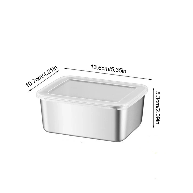 316 Stainless Steel Rectangular Food Tray with Lid Food Storage Tray QXL 1Pcs