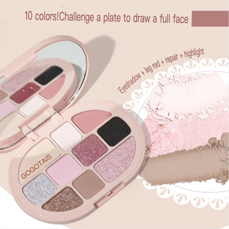 10-Color Eyeshadow Palette – Blush, Highlight & Contour Eyeshadow Palette QXL