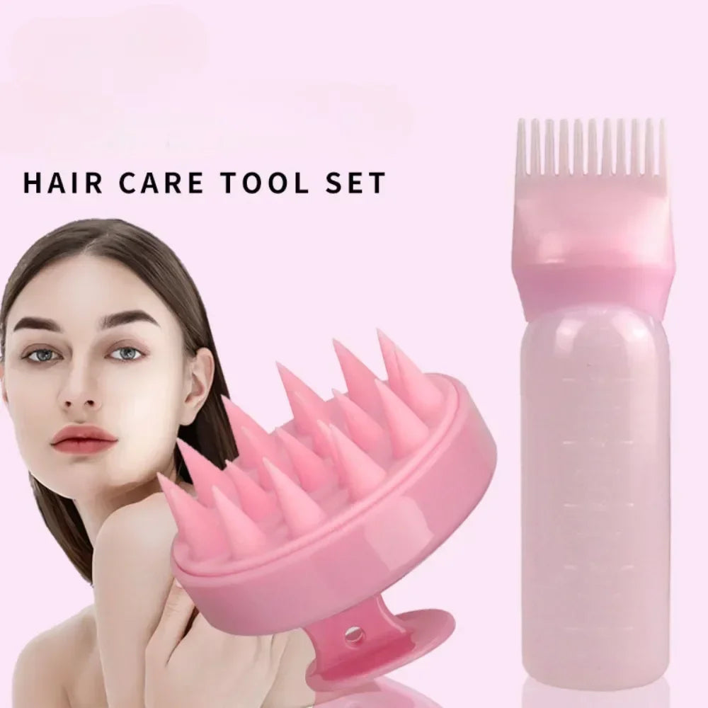 Silicone Scalp Massage Brush & Hair Dye Applicator Bottle Hair Dye Applicator QXL