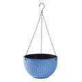 Self-Watering Hanging Planter | Rattan Design | Easy Drain Hanging Planter QXL Blue