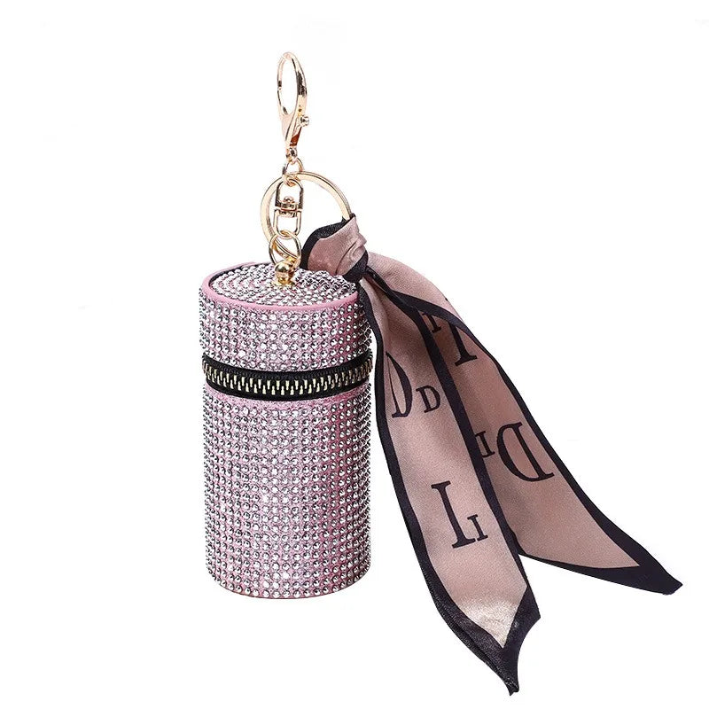 Rhinestone Mini Bucket Pouch Keychain | Coin Purse Bag Charm Keychain Coin Purse QXL