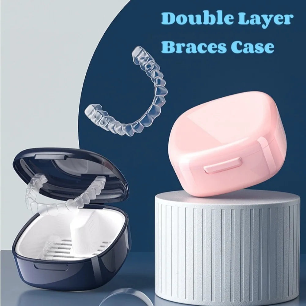 Portable Denture & Retainer Storage Case | Double-Layer Retainer Storage Case QXL