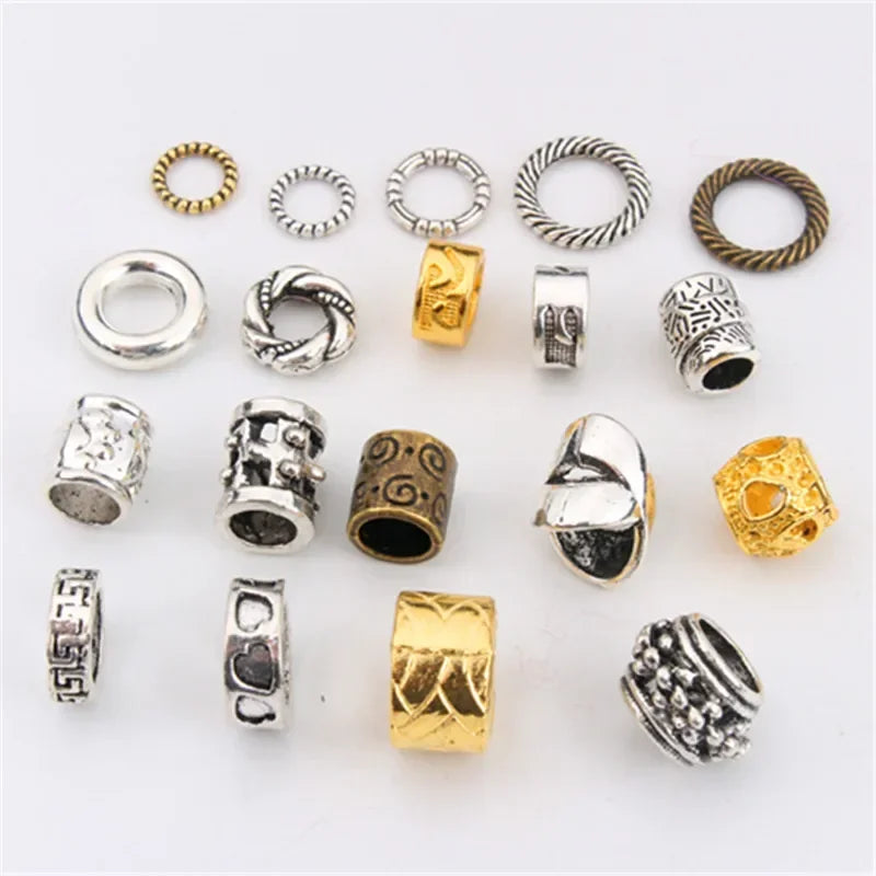 5-Pack Viking Dreadlock Beads | Gold & Silver Hair Braid Cuffs Hair Braid Cuffs QXL
