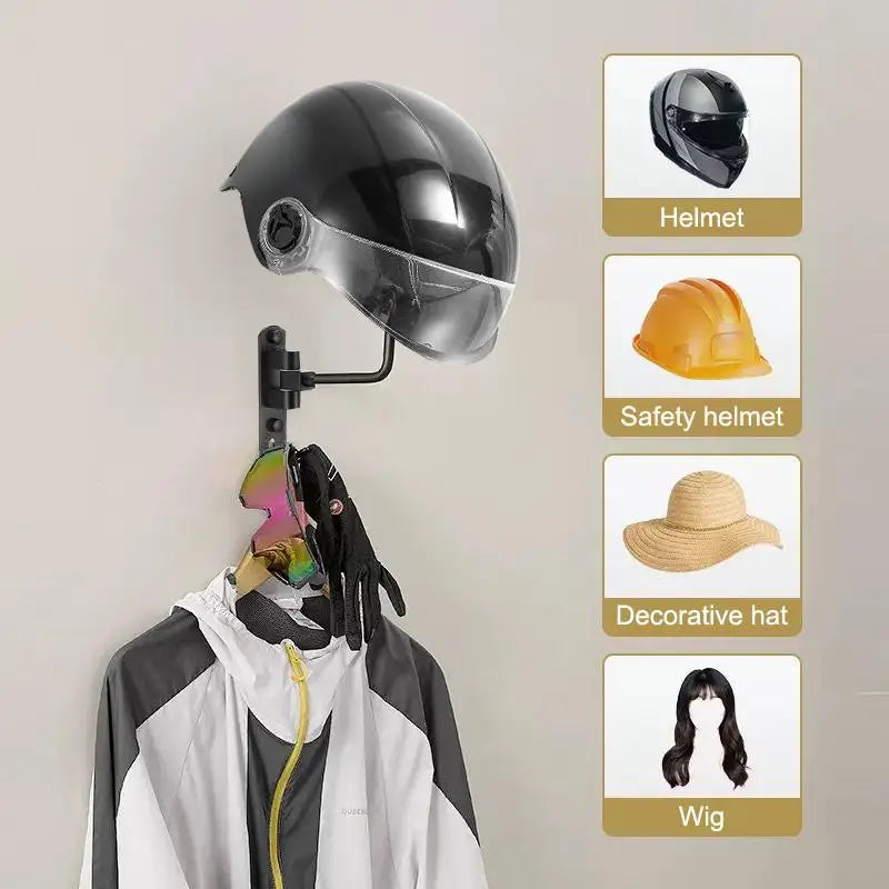 180° Rotatable Wall-Mount Motorcycle Helmet Hook Holder Helmet Wall Hook QXL