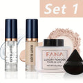 4-Piece Travel Makeup Set | Foundation, Primer, Powder & Sponge Makeup Combo Set QXL SET 1