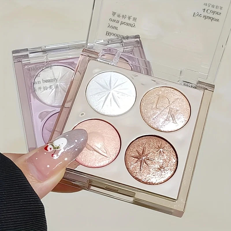 4-Color Baked Eyeshadow & Highlighter Palette | Aurora Shimmer Eyeshadow Palette QXL