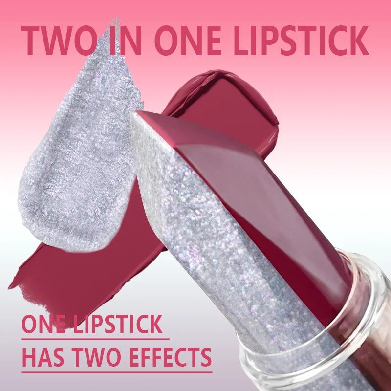 Glitter Two-Tone Matte Lipstick | High-Pigment Lip Glaze Matte Lip Glaze QXL
