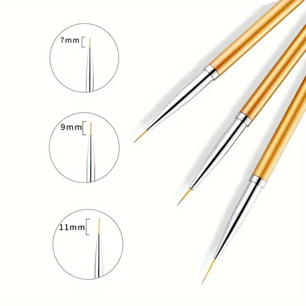 3-Pack Nail Art Liner Brushes | French Stripe & UV Gel Set Nail Art Liner Brush QXL