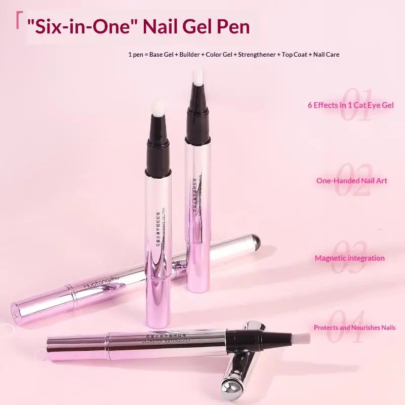 6-in-1 Cat Eye Magnetic Gel Nail Polish Pen | DIY Nail Art Magnetic Gel Nail Pen QXL