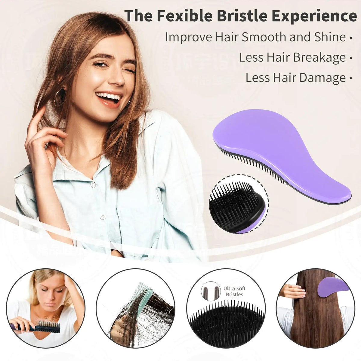 Princess Airbag Hairbrush – Detangling Massage Brush for Long Hair Airbag Hairbrush QXL