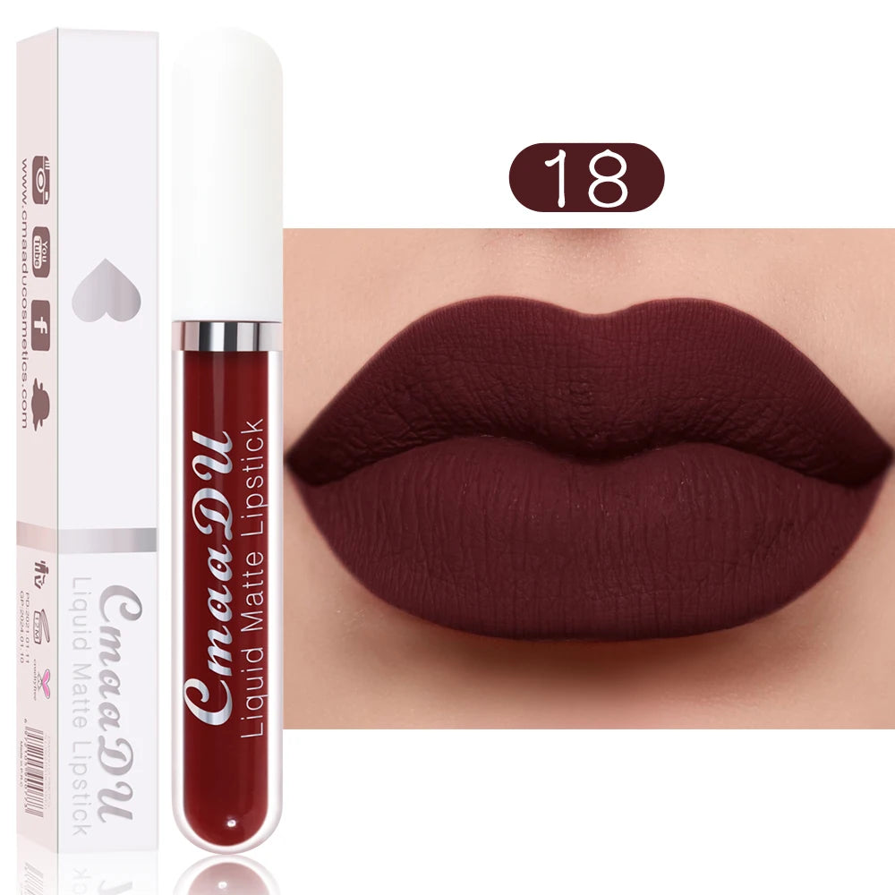 MAXFINE Matte Liquid Lipstick | Waterproof Long-Lasting Lip Gloss Matte Liquid Lipstick QXL 18